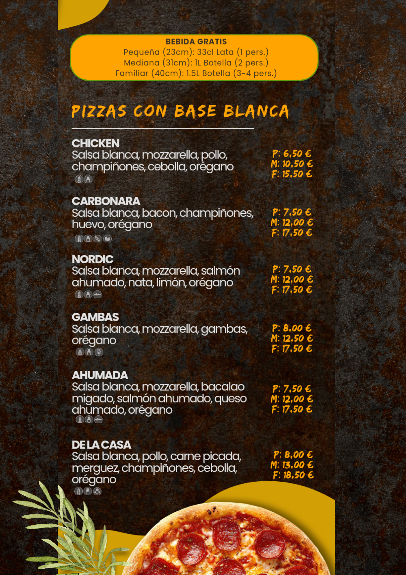 Pizzas Base Blanca
